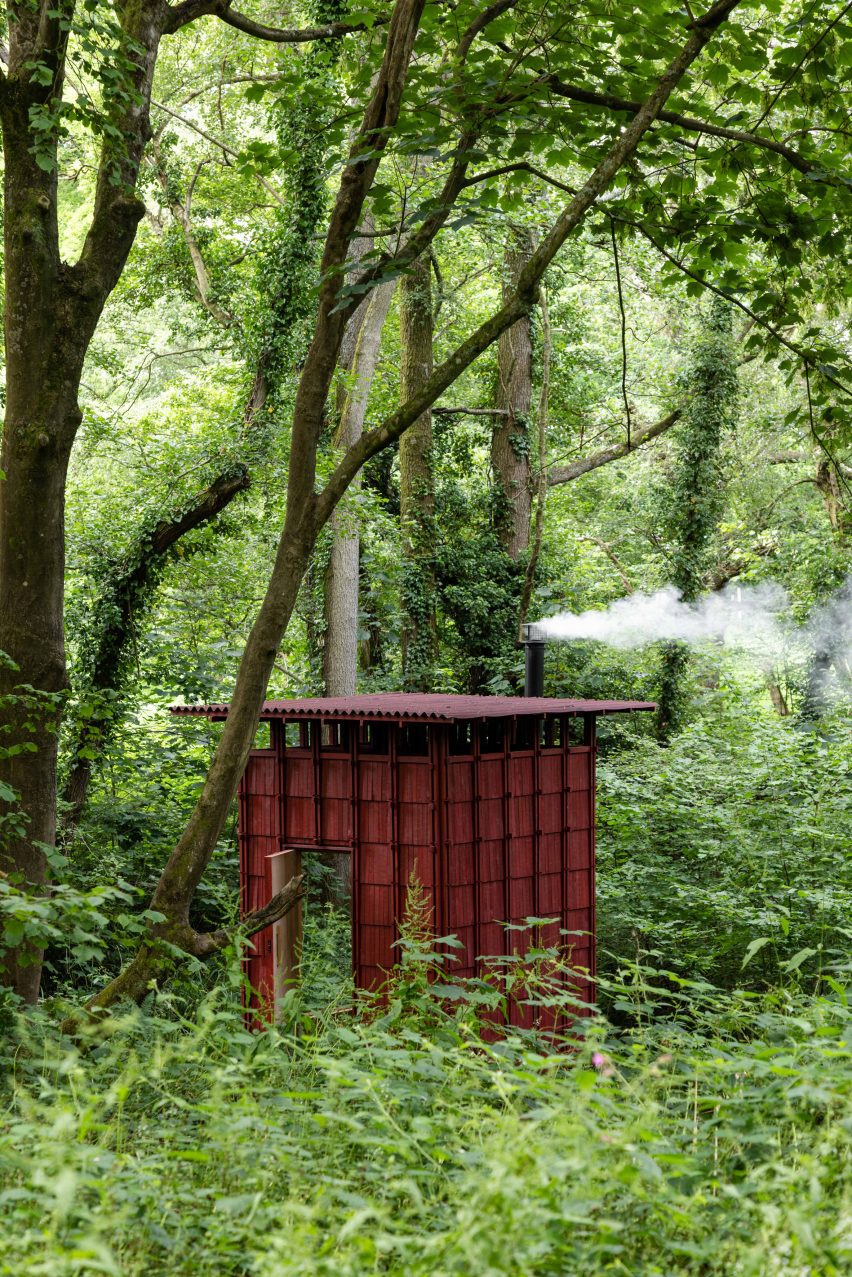 Built Works design red timber sauna in East Sussex