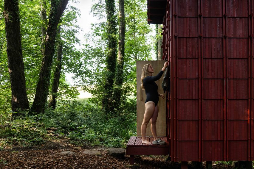 Built Works design red timber sauna in East Sussex