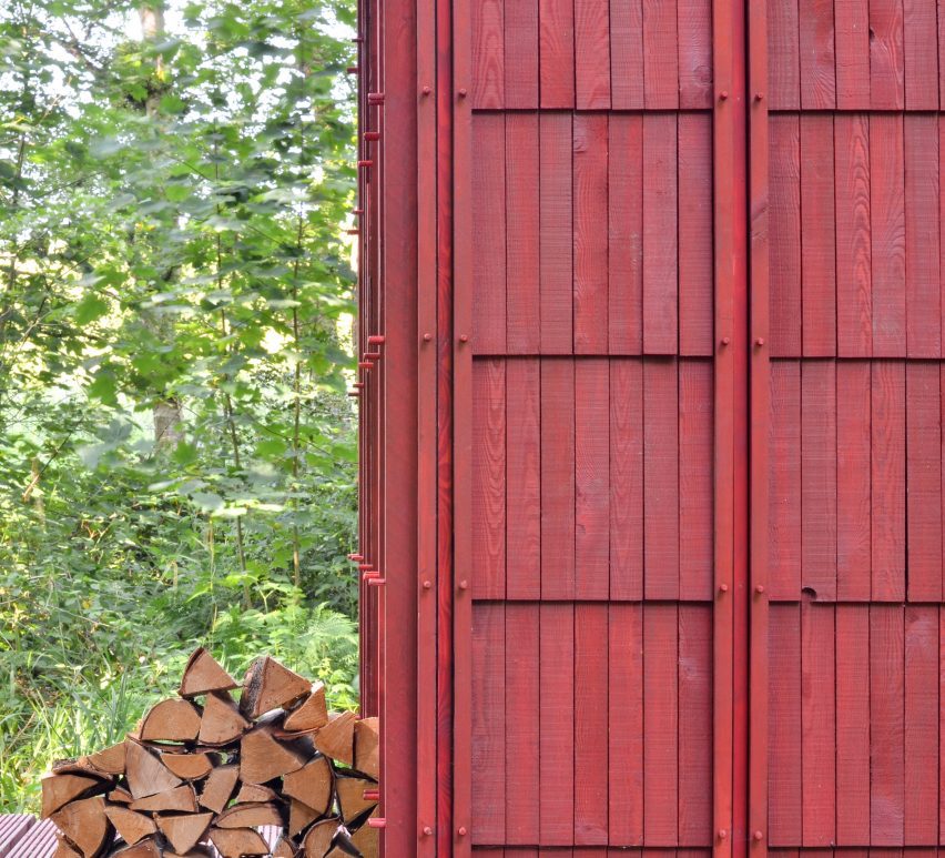 Built Works design red timber sauna in East Sussex