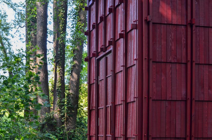 Built Works design red timber sauna in East Sussex