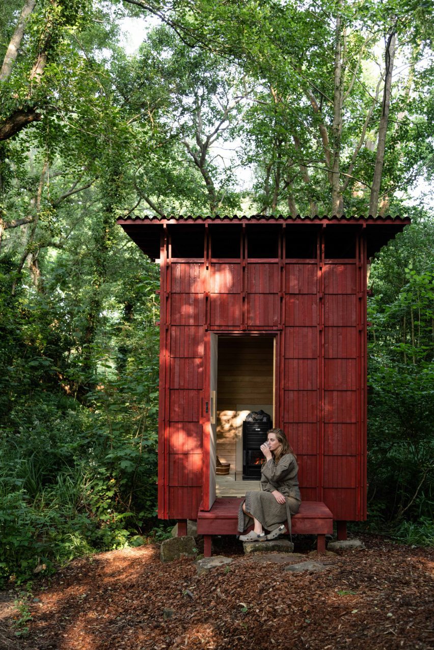 Built Works design red timber sauna in East Sussex