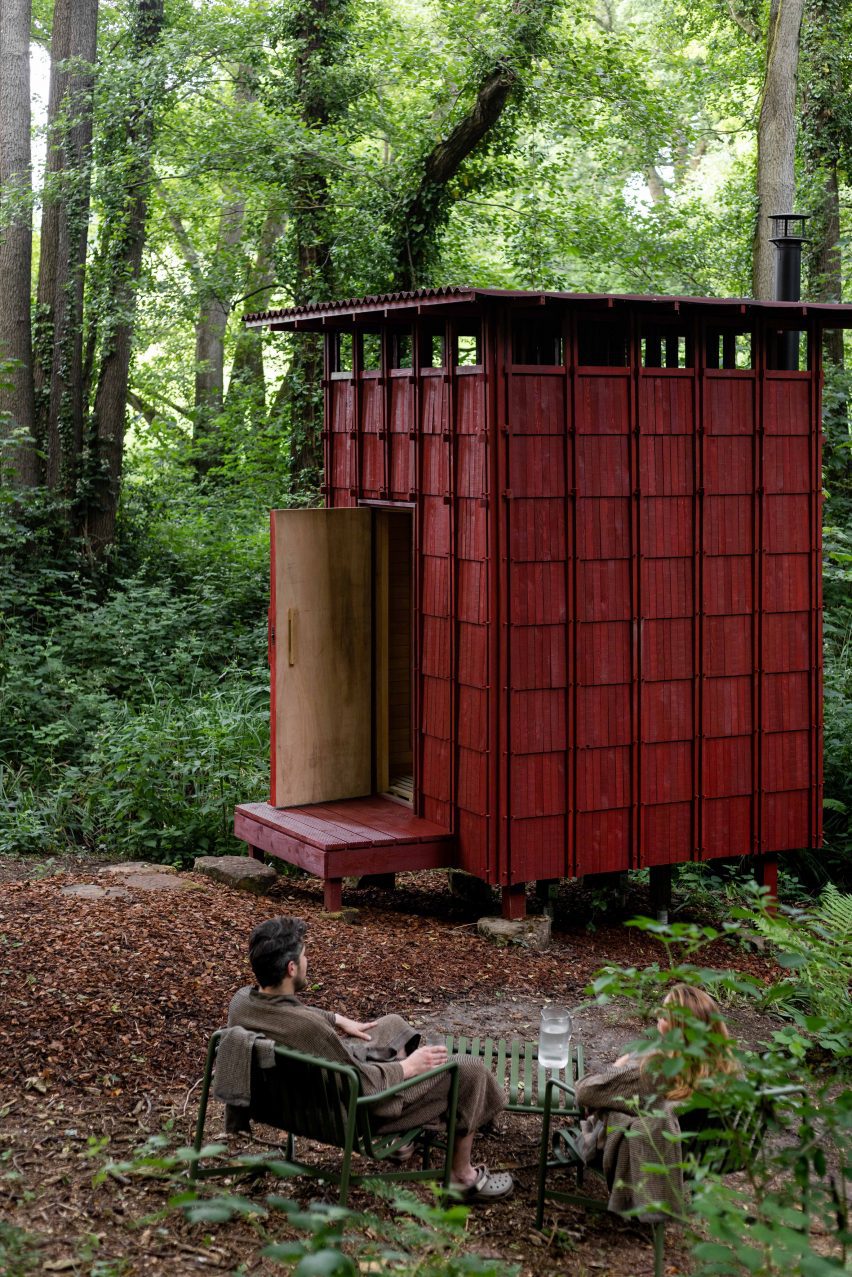Built Works design red timber sauna in East Sussex