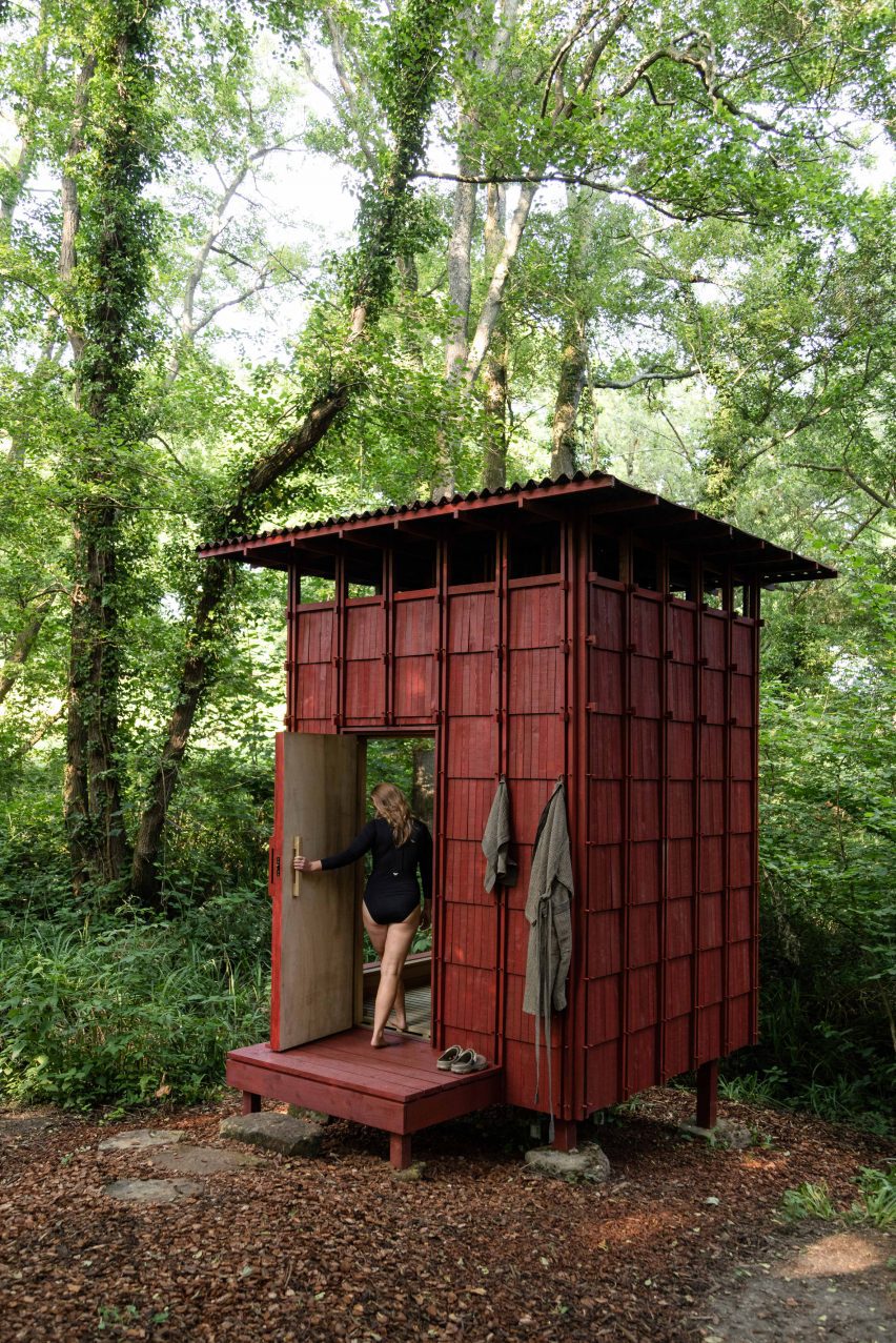 Built Works design red timber sauna in East Sussex