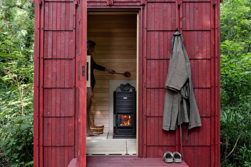 Built Works design red timber sauna in East Sussex