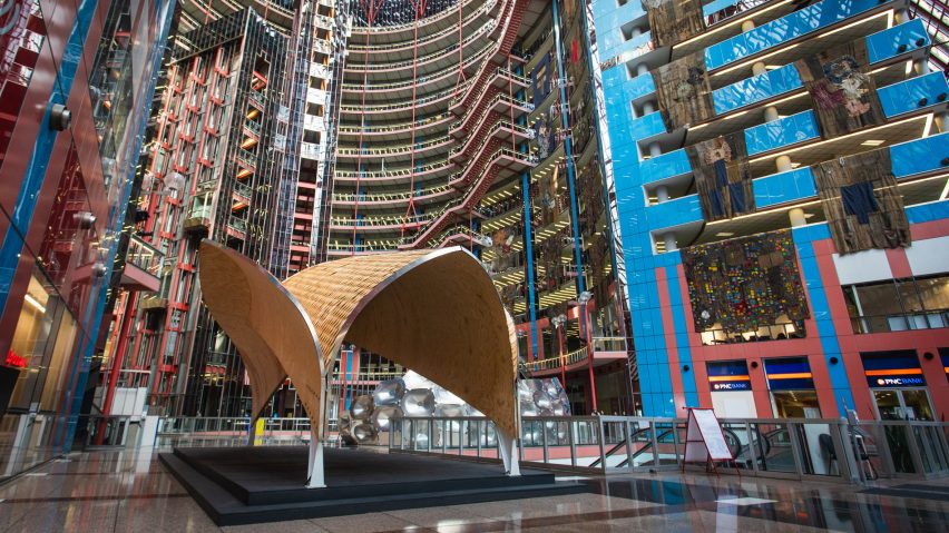 Wooden pavilion in Thompson Center