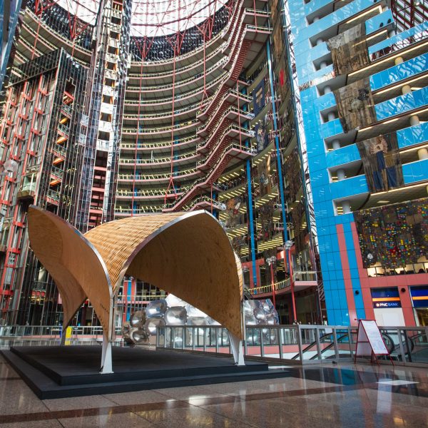 Wooden pavilion in Thompson Center