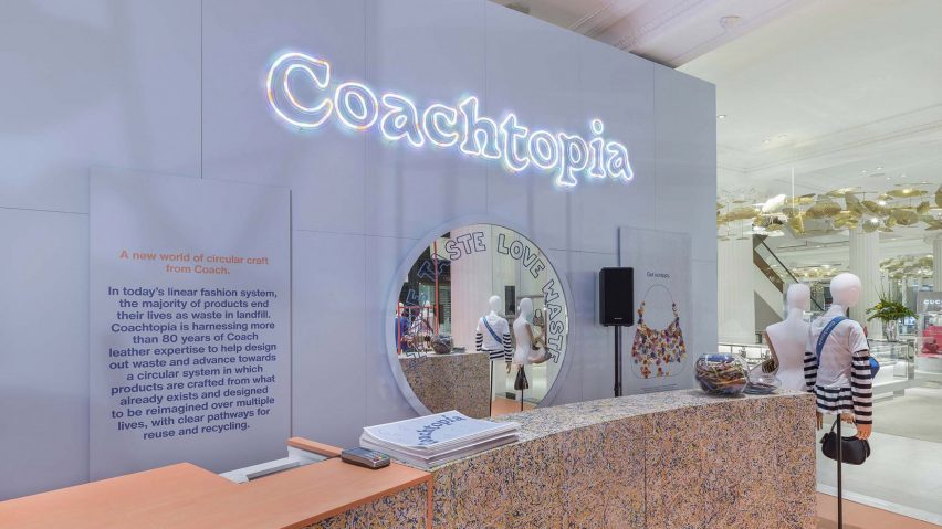 Studio XAG creates fixtures for Coach pop-up using discarded leather scraps