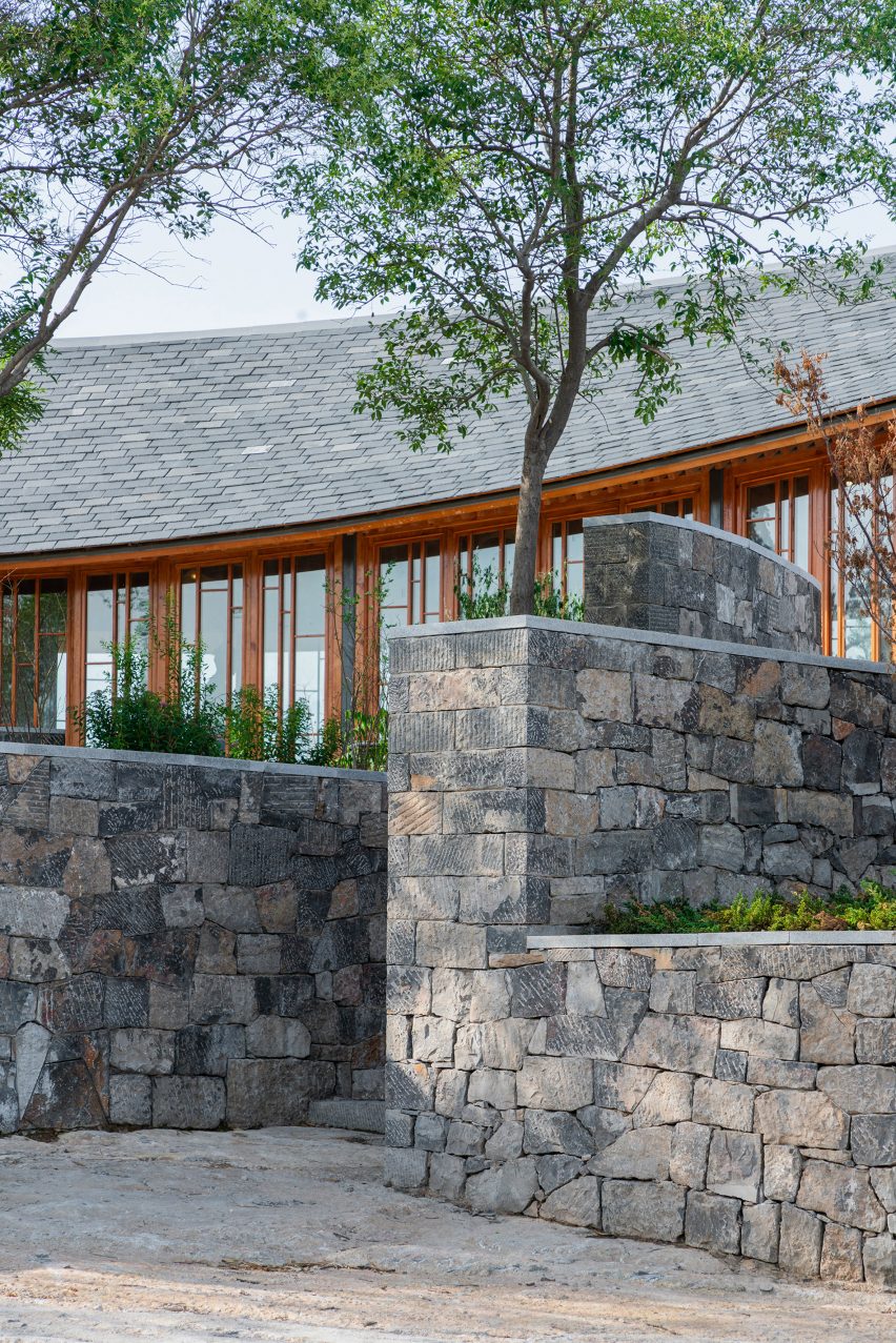 Stone walkway leading to the Dapi Mountain Restaurant by Galaxy Arch