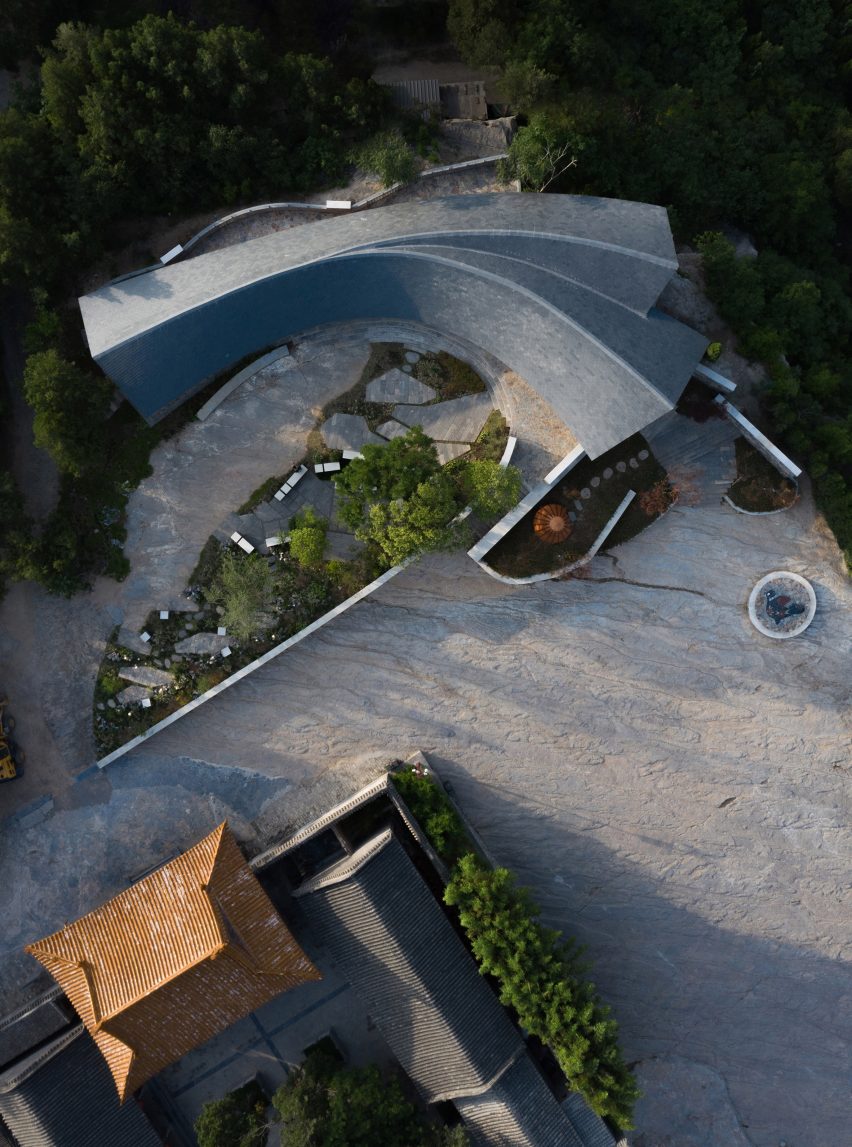 Aerial view of the Dapi Mountain Restaurant by Galaxy Arch