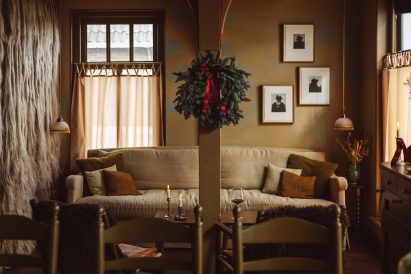 Lounge area inside De Durgerdam hotel with interiors by Buro Belén