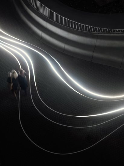 Overhead view of the lighting installation Delta in Olso 