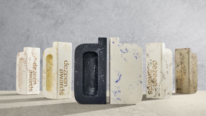 Riccardo Cavaciocchi and Chris Cooke create paper marble trophies for Dezeen Awards 2023