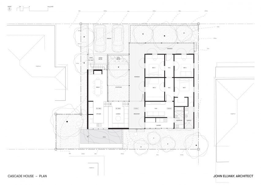 Ground floor plan of Cascade House by John Ellway