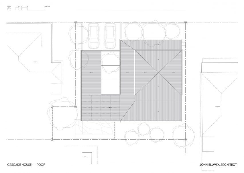 Roof plan of Cascade House by John Ellway