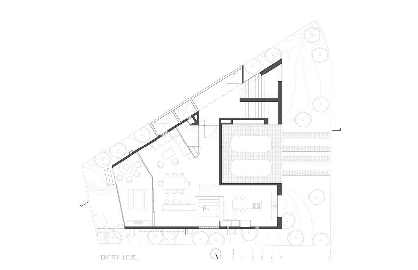 Entry-level floor plan at Casa Cielo by COA Arquitectura