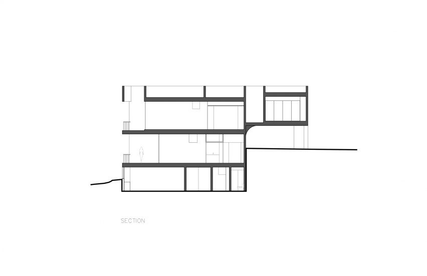 Section drawing of Casa Cielo by COA Arquitectura