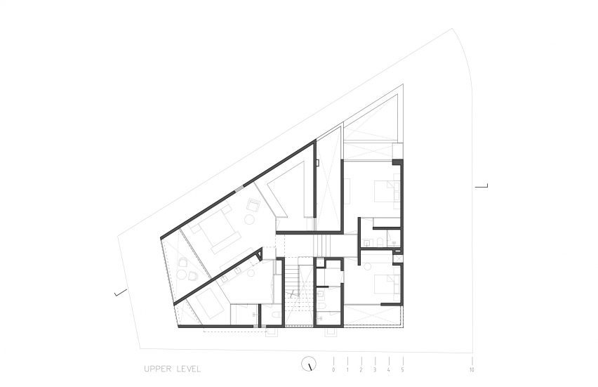 Upper floor plan of Casa Cielo by COA Arquitectura