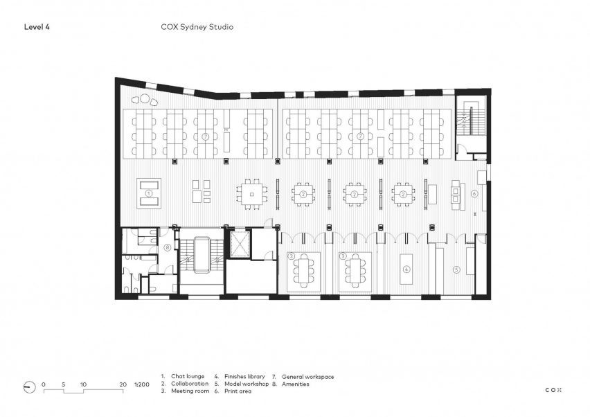 Plan drawing of office space by Cox Architecture in Sydney