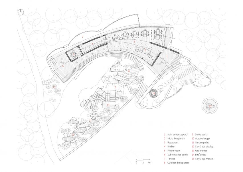 Ground floor plan of the Dapi Mountain Restaurant by Galaxy Arch