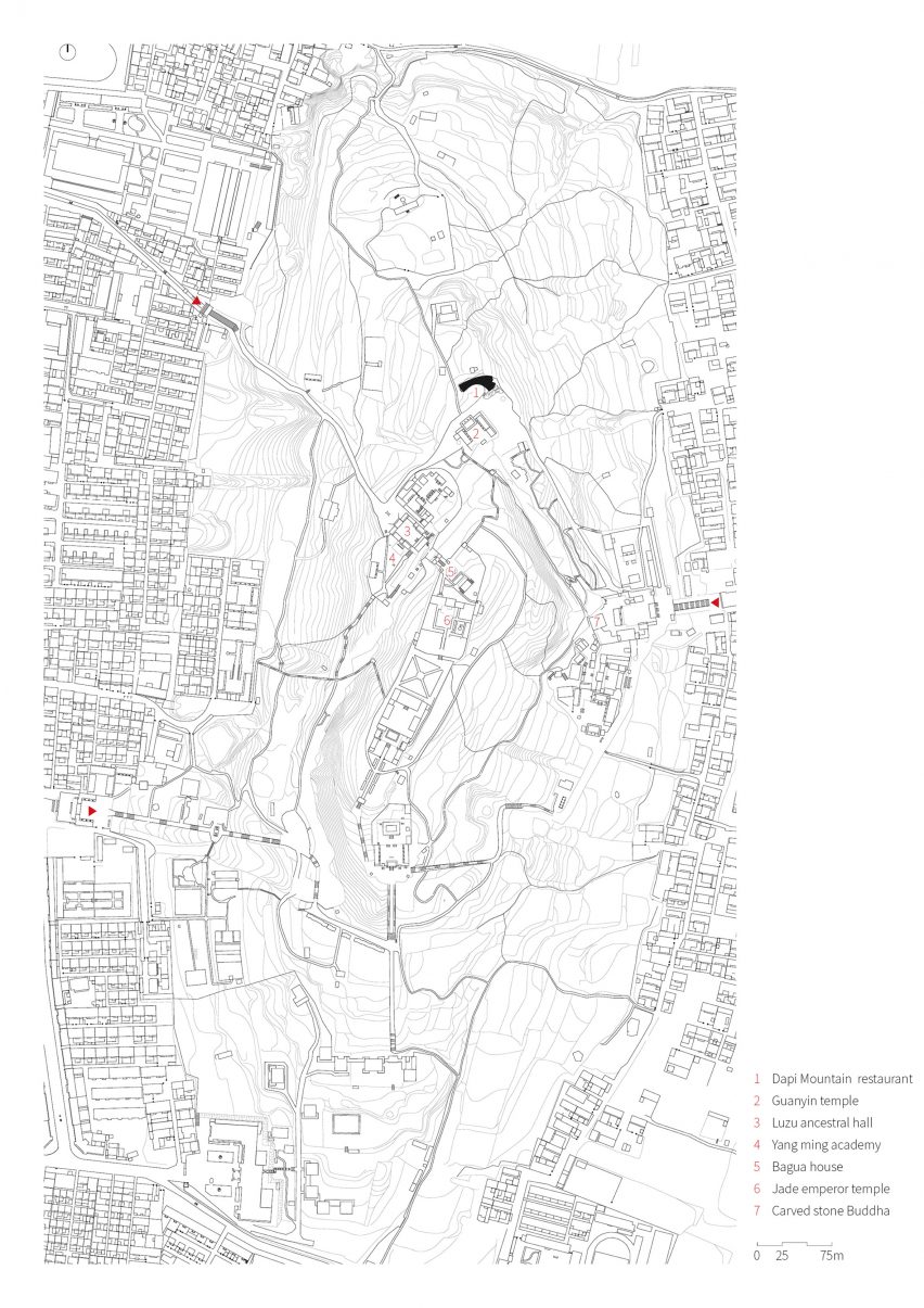 Site plan the Dapi Mountain Restaurant by Galaxy Arch