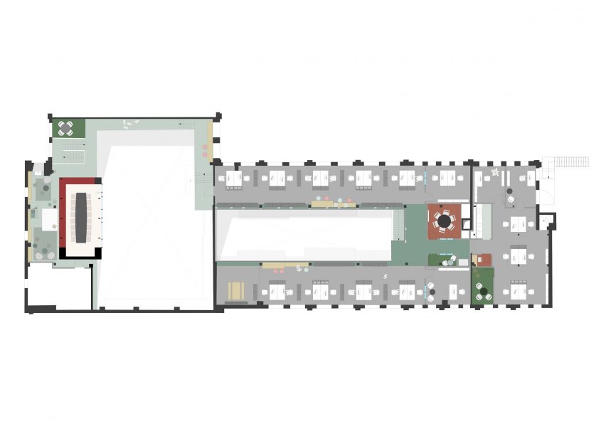 Plan drawing of industrial office building by De Winder Architekten