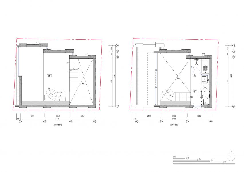 Upper floor plans of Building Frame of the House by IGArchitects
