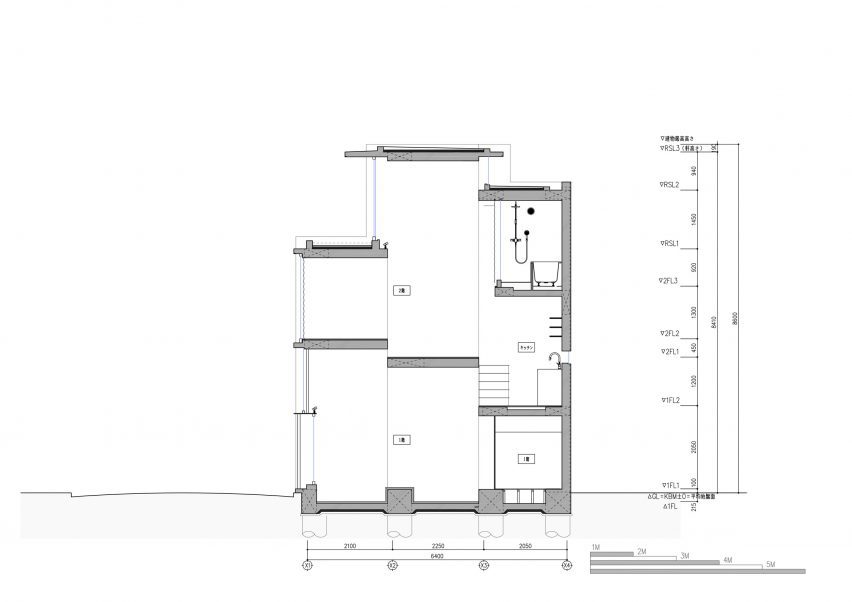 Section drawing of Building Frame of the House by IGArchitects