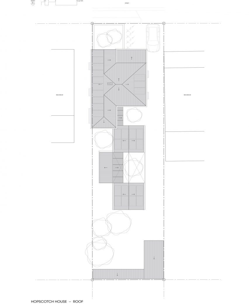 Roof plan of Hopscotch House by John Ellway Architect