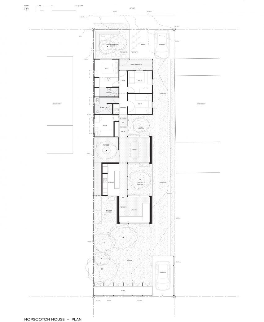 Ground floor plan of Hopscotch House by John Ellway Architect