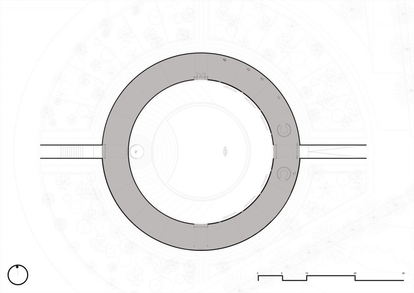 Plan drawing of memorial at Vishnuvardhan Memorial Complex by M9 Design Studio