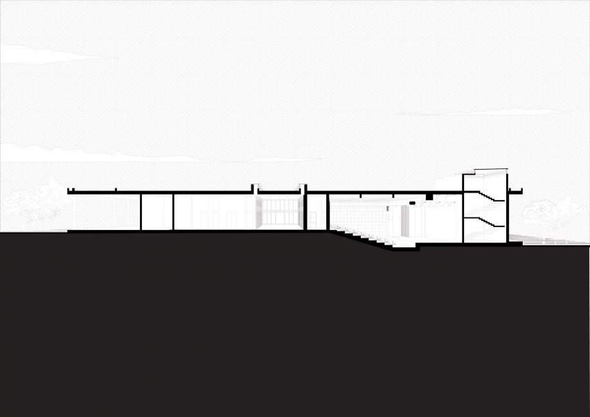 Section drawing of Dr. Vishnuvardhan Memorial Complex by M9 Design Studio