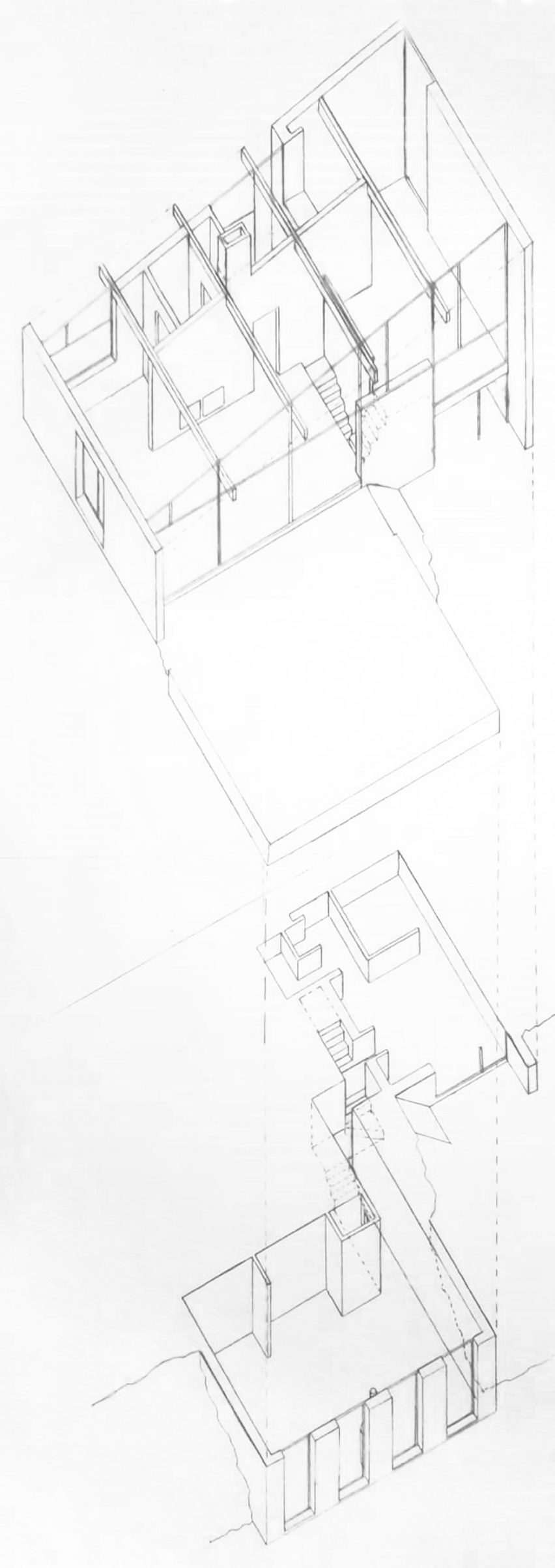 Axonometric drawing of a Belgian home refurbishment by Mamout