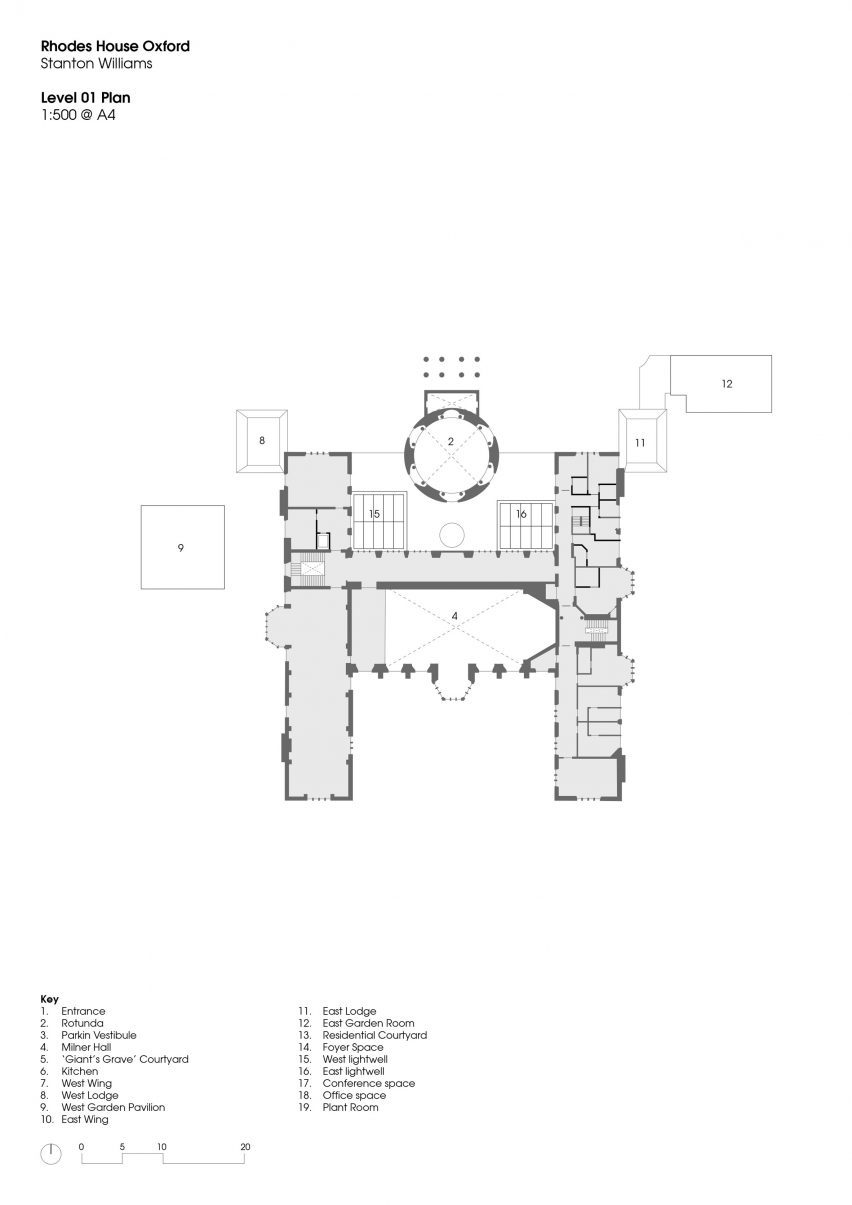 Plan drawing of Rhodes Trust renovated by Stanton Williams