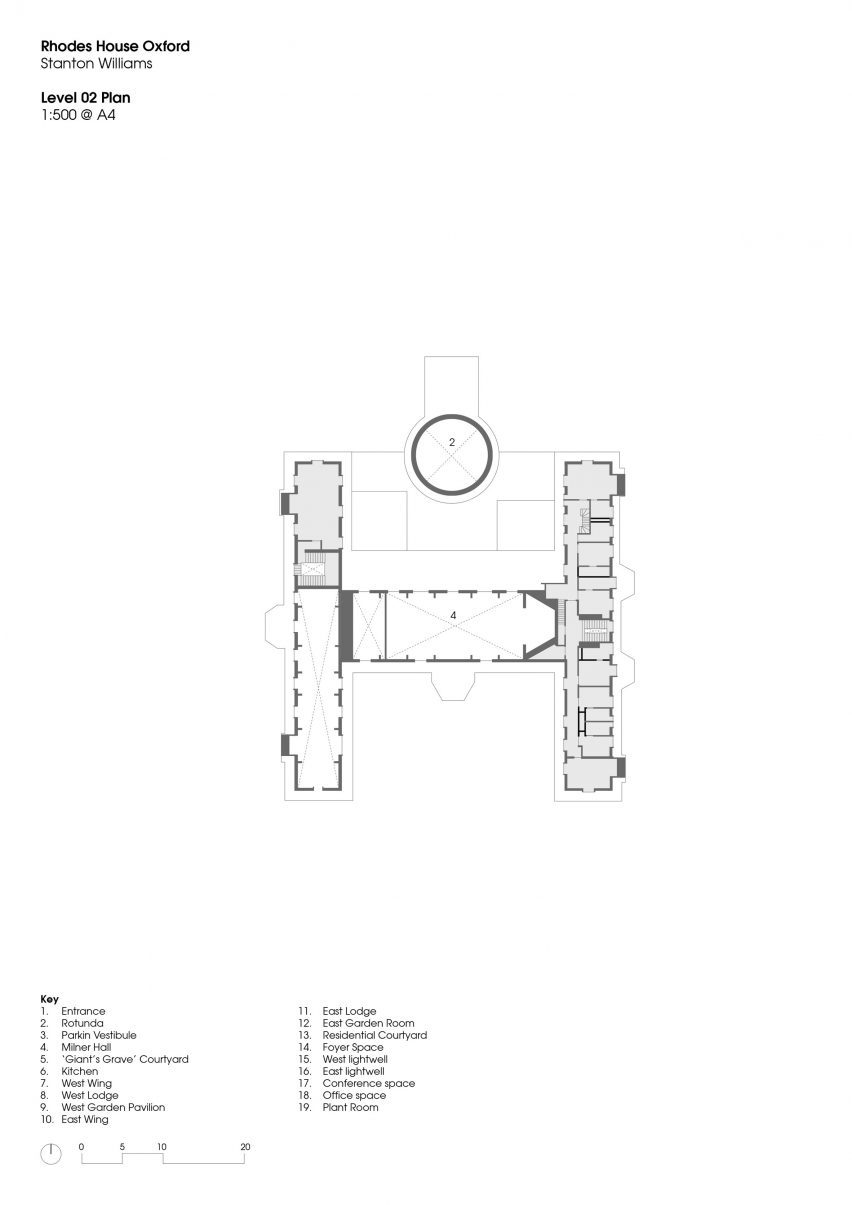 Plan drawing of Rhodes Trust renovated by Stanton Williams