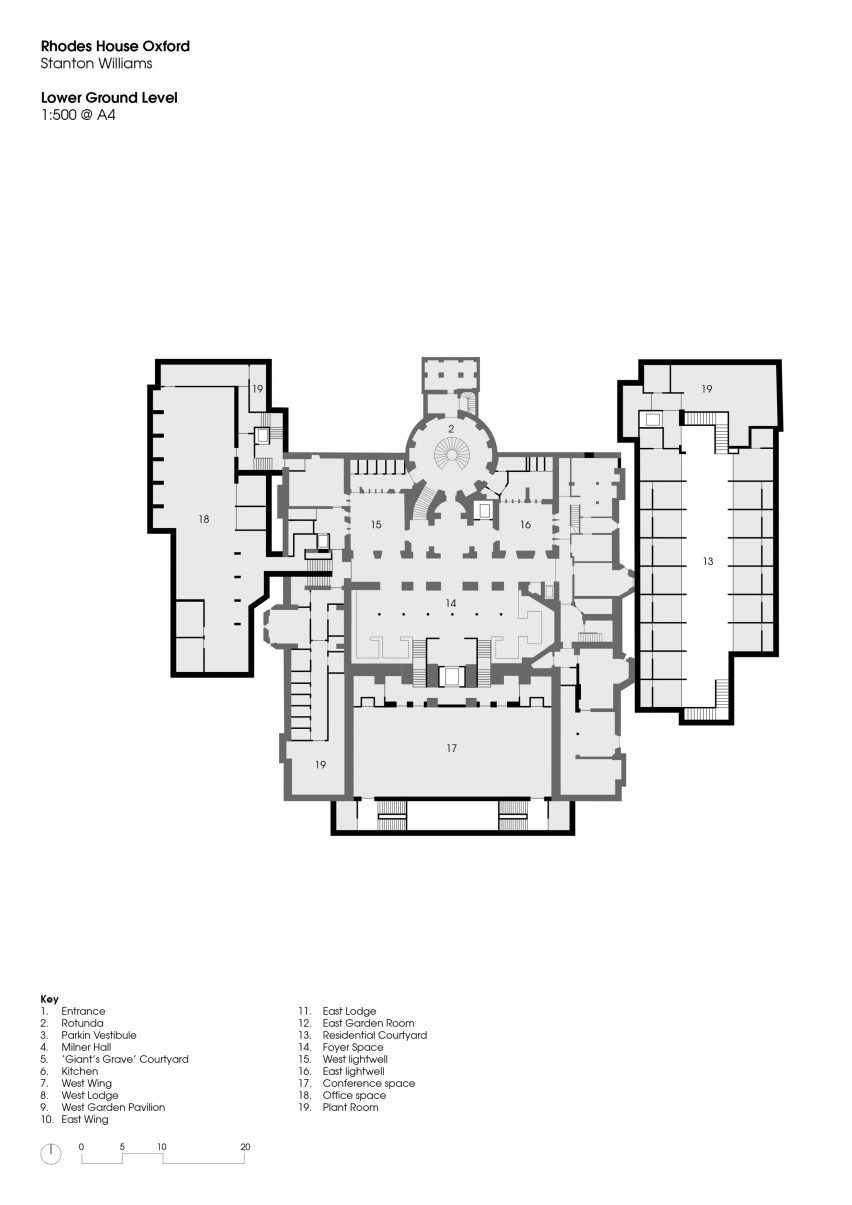 Plan drawing of Rhodes Trust renovated by Stanton Williams