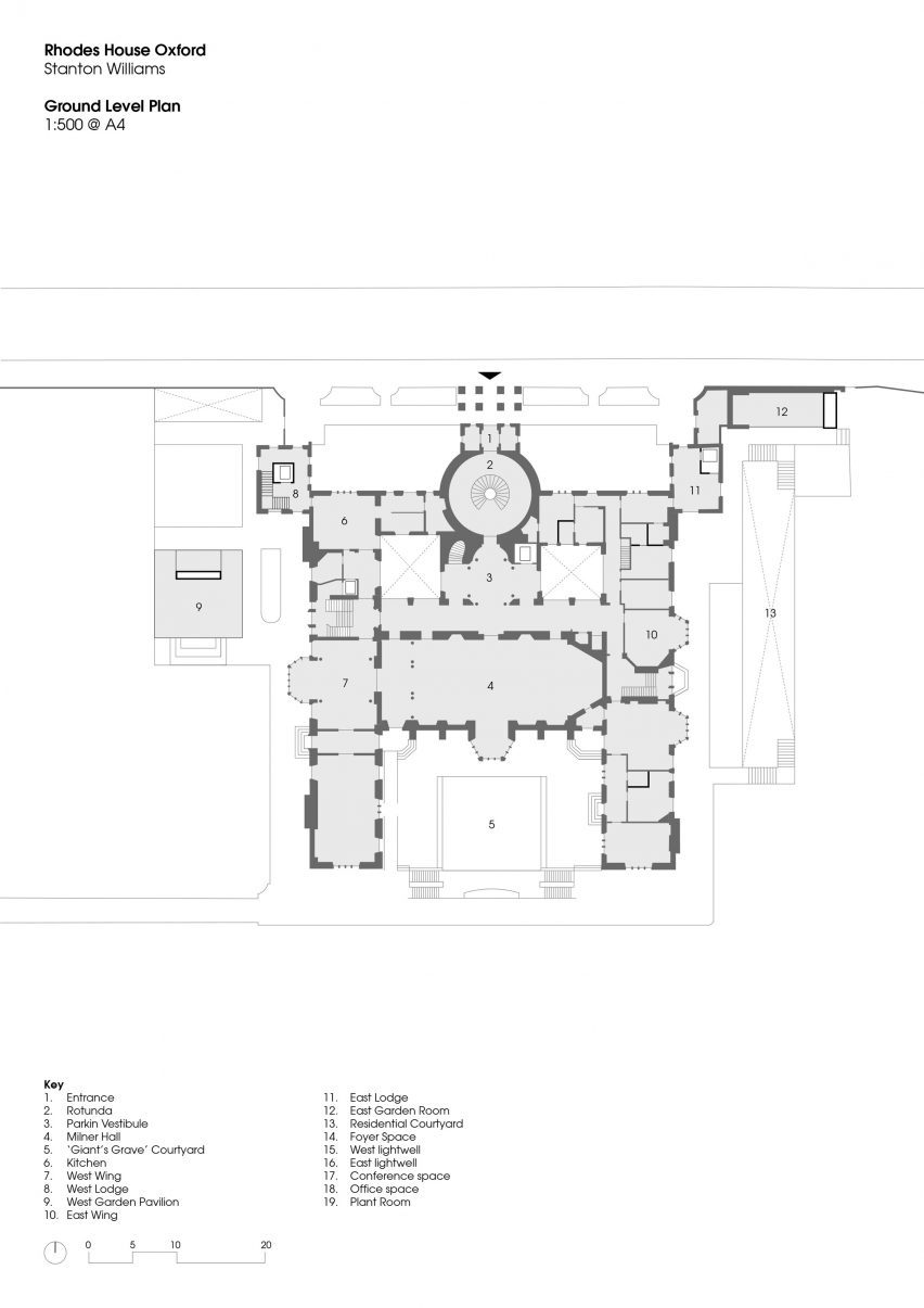 Plan drawing of Rhodes Trust renovated by Stanton Williams
