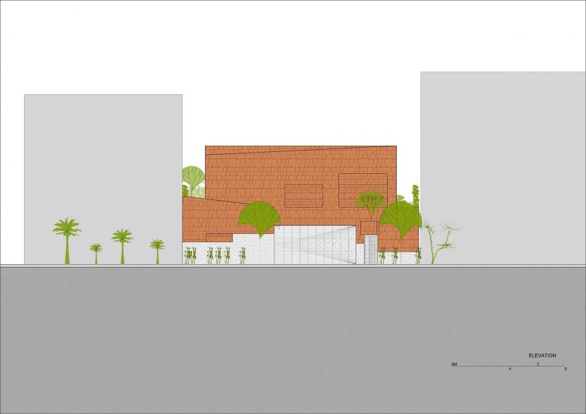 Elevation drawing of Tile House by The Bloom Architects