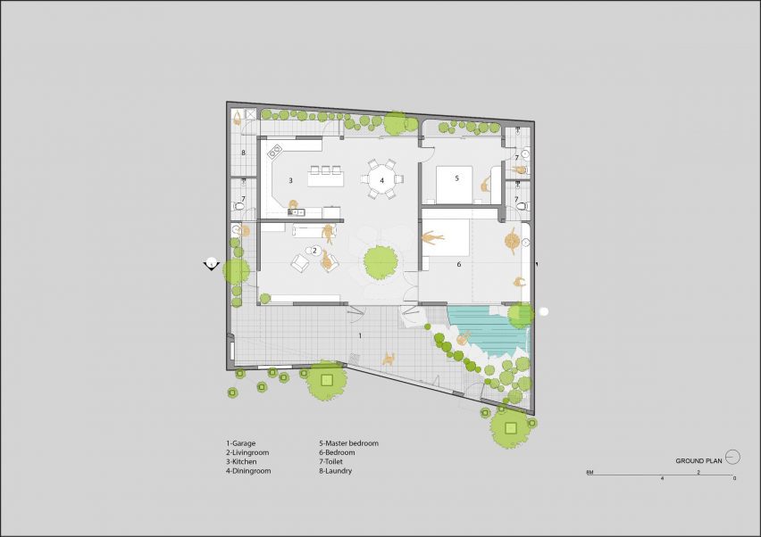 Ground floor plan of Tile House by The Bloom Architects