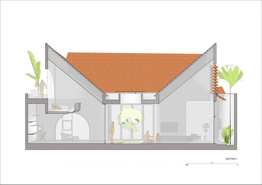 Section drawing of Tile House by The Bloom Architects