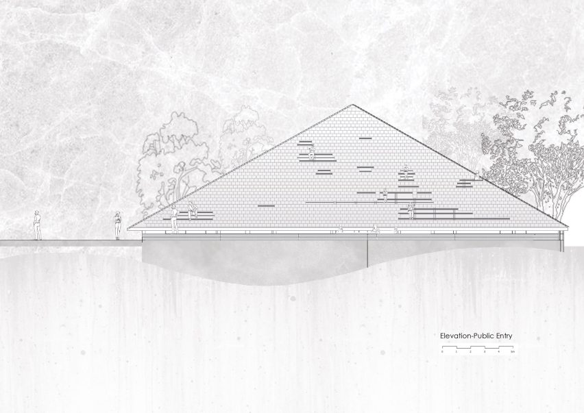 Elevation of Nisarga Art Hub by Wallmakers in Kerala, India