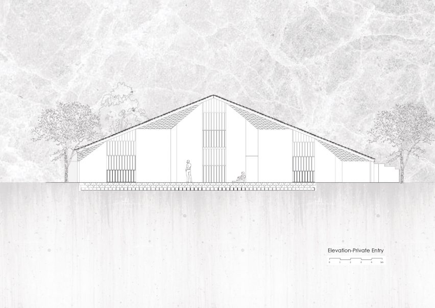 Elevation of Nisarga Art Hub by Wallmakers in Kerala, India