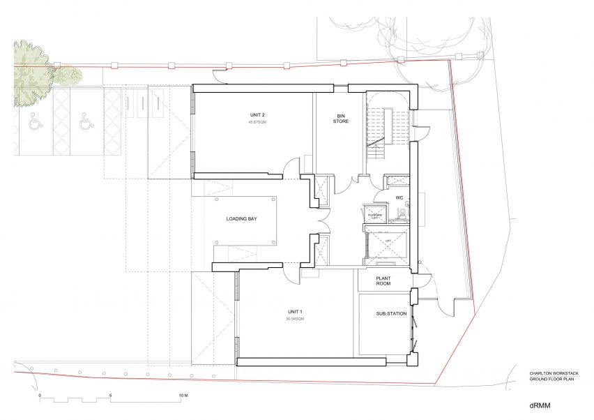 Ground floor plan of Workstack by dRMM