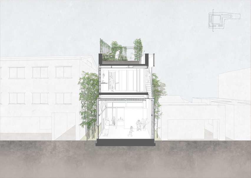 Section drawing of study in Seoul by YounghanChung Architects
