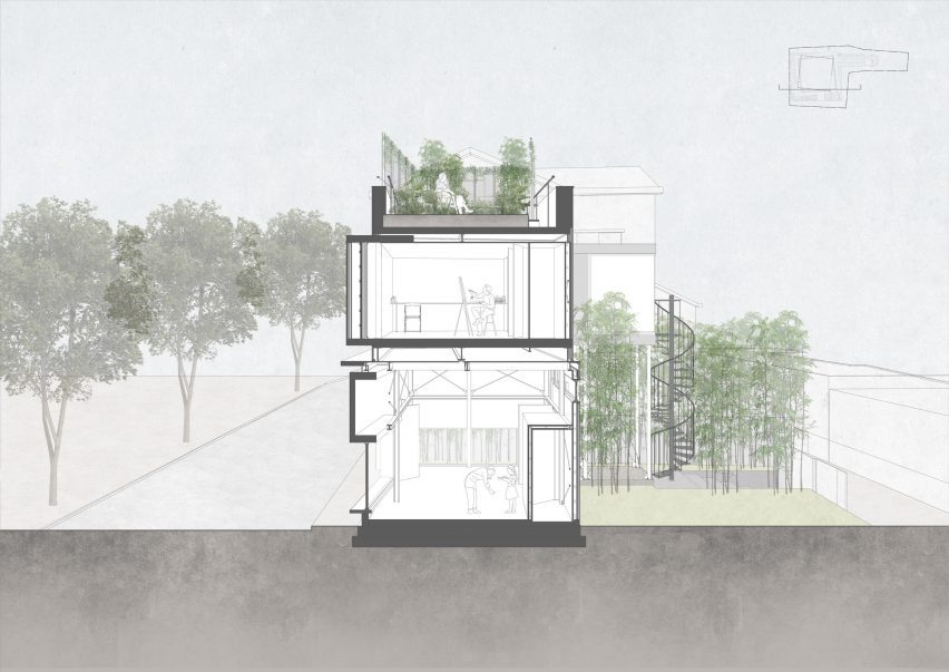 Section drawing of study in Seoul by YounghanChung Architects