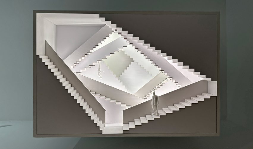 a scale model of a several flight of stairs