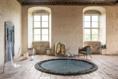 Feather collection rug in teal