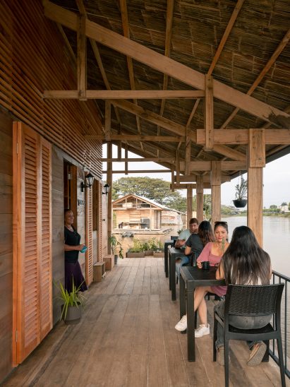 Seating is provided on the terrace of La Balsanera