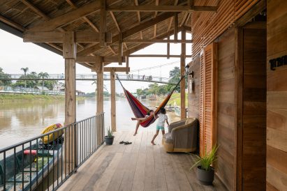 Terraces wrap around the house located along the Babahoyo River