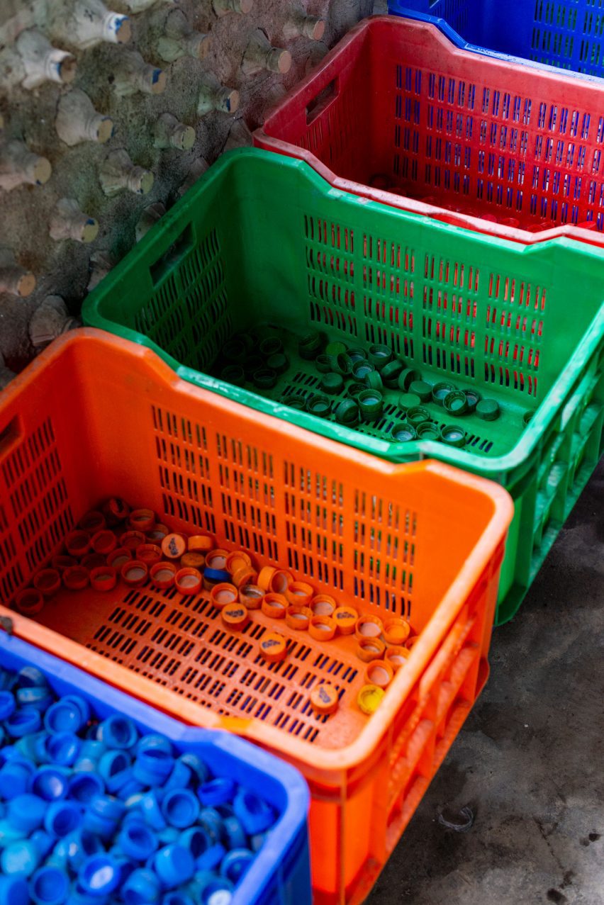 Coloured bottle caps for recycling into souveniers designed by Super Local