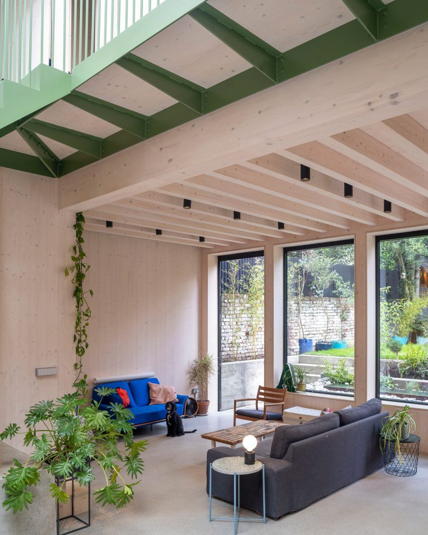 Plywood-lined living space